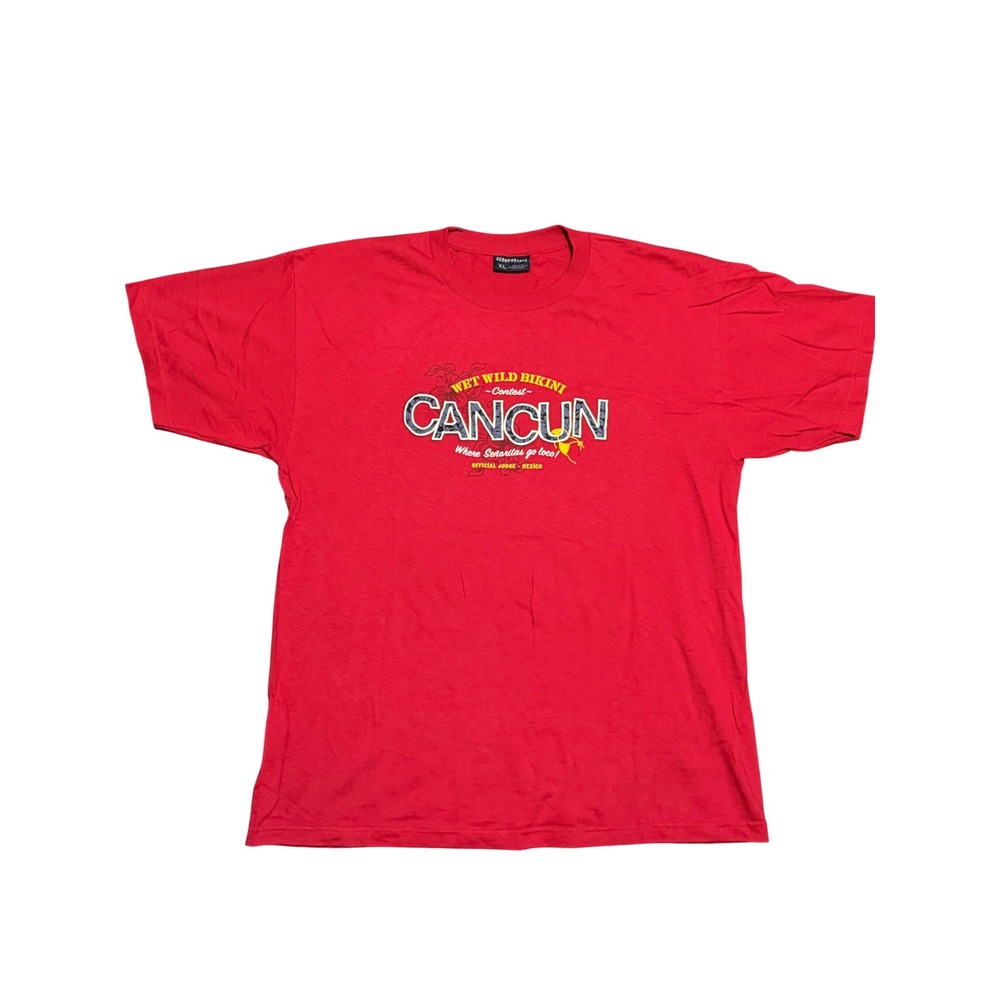 Aeropostale Cancun Wet Wild Bikini Contest Graphic T-Shirt Red Mens XL Vintage